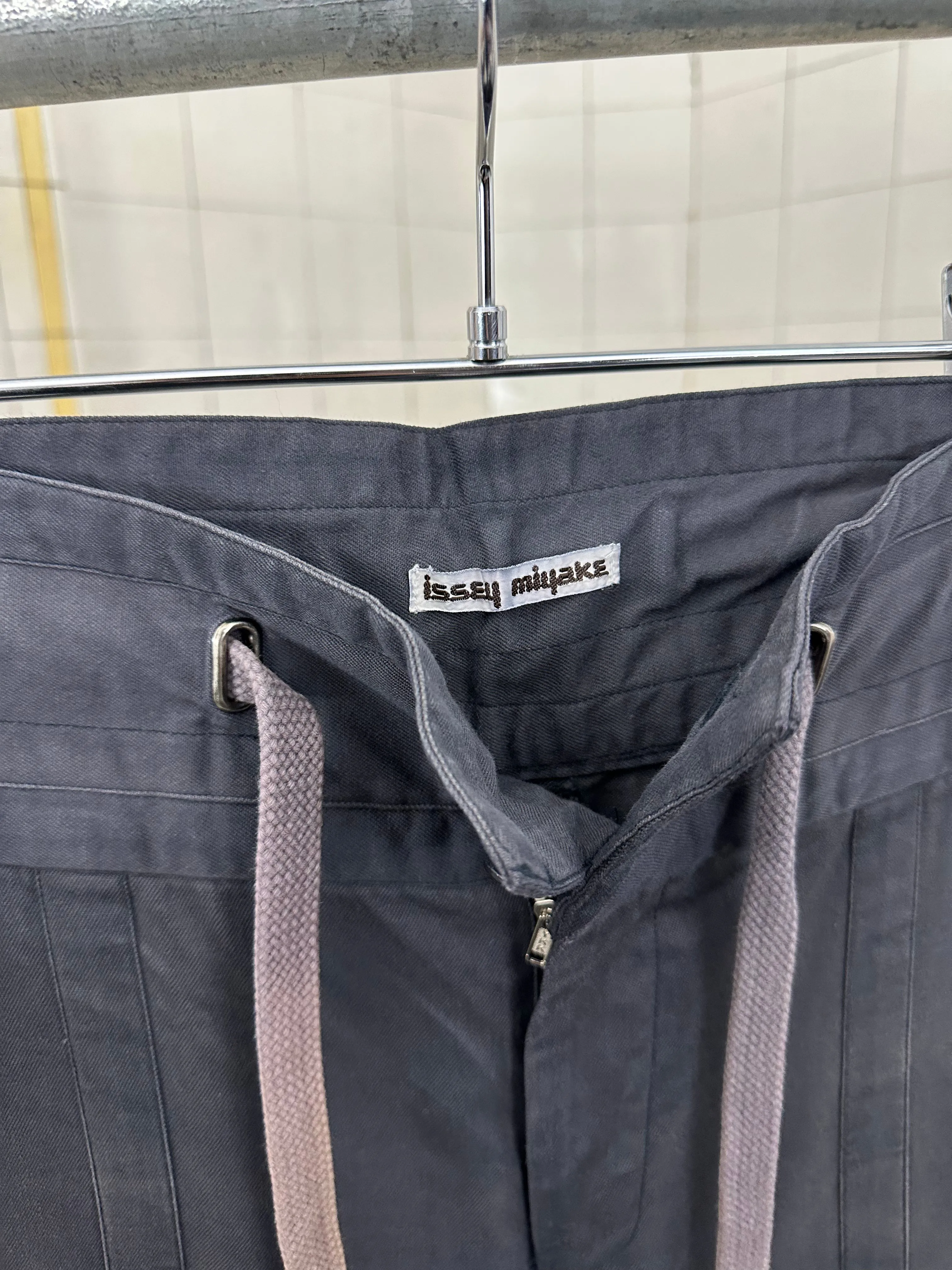 1970s Issey Miyake Faded Casual Trousers with Drawstring Waist Detail - Size