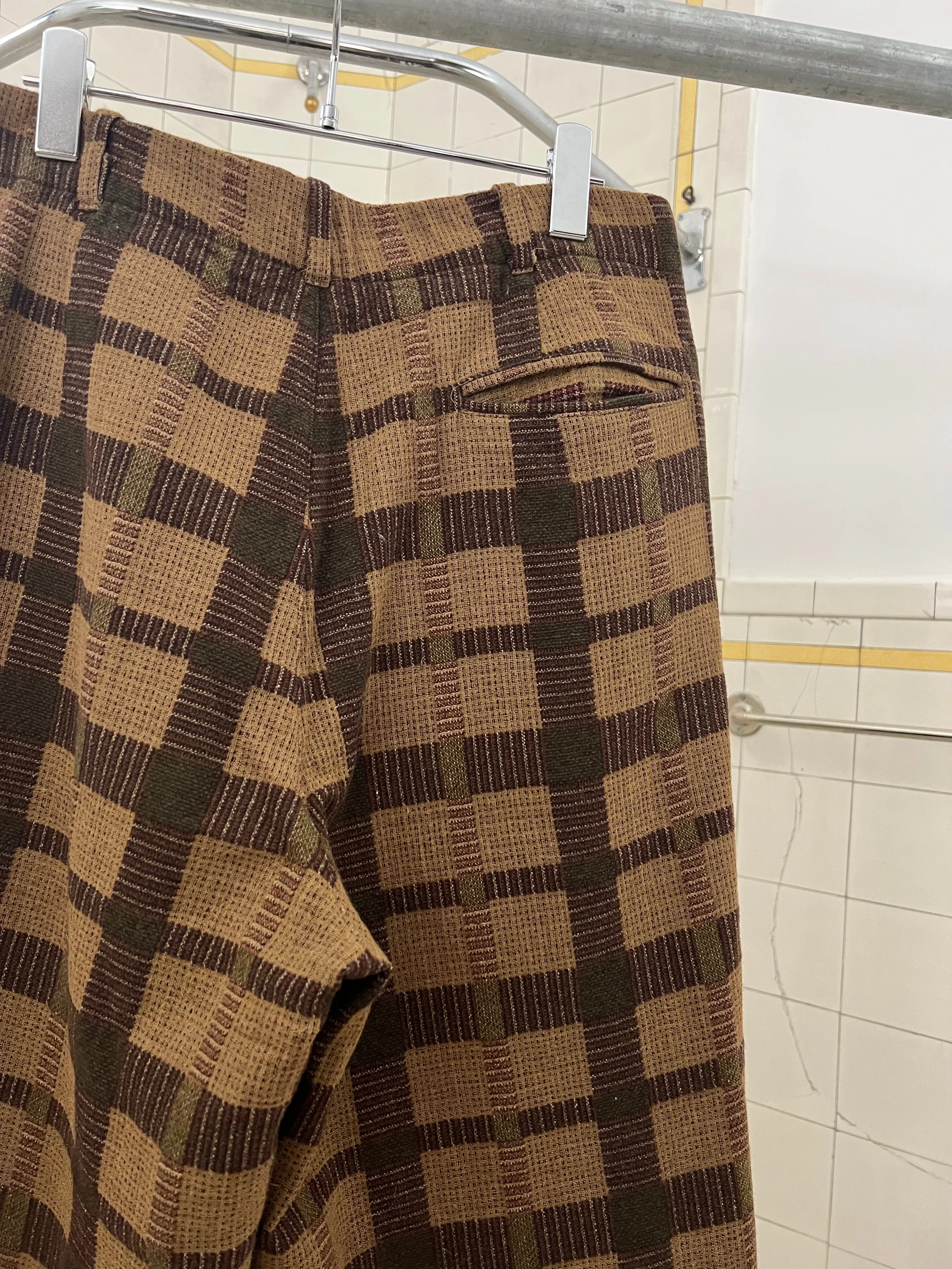 1980s Armani Earth Toned Plaid Trousers - Size M