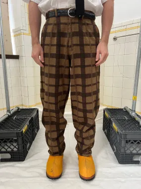 1980s Armani Earth Toned Plaid Trousers - Size M