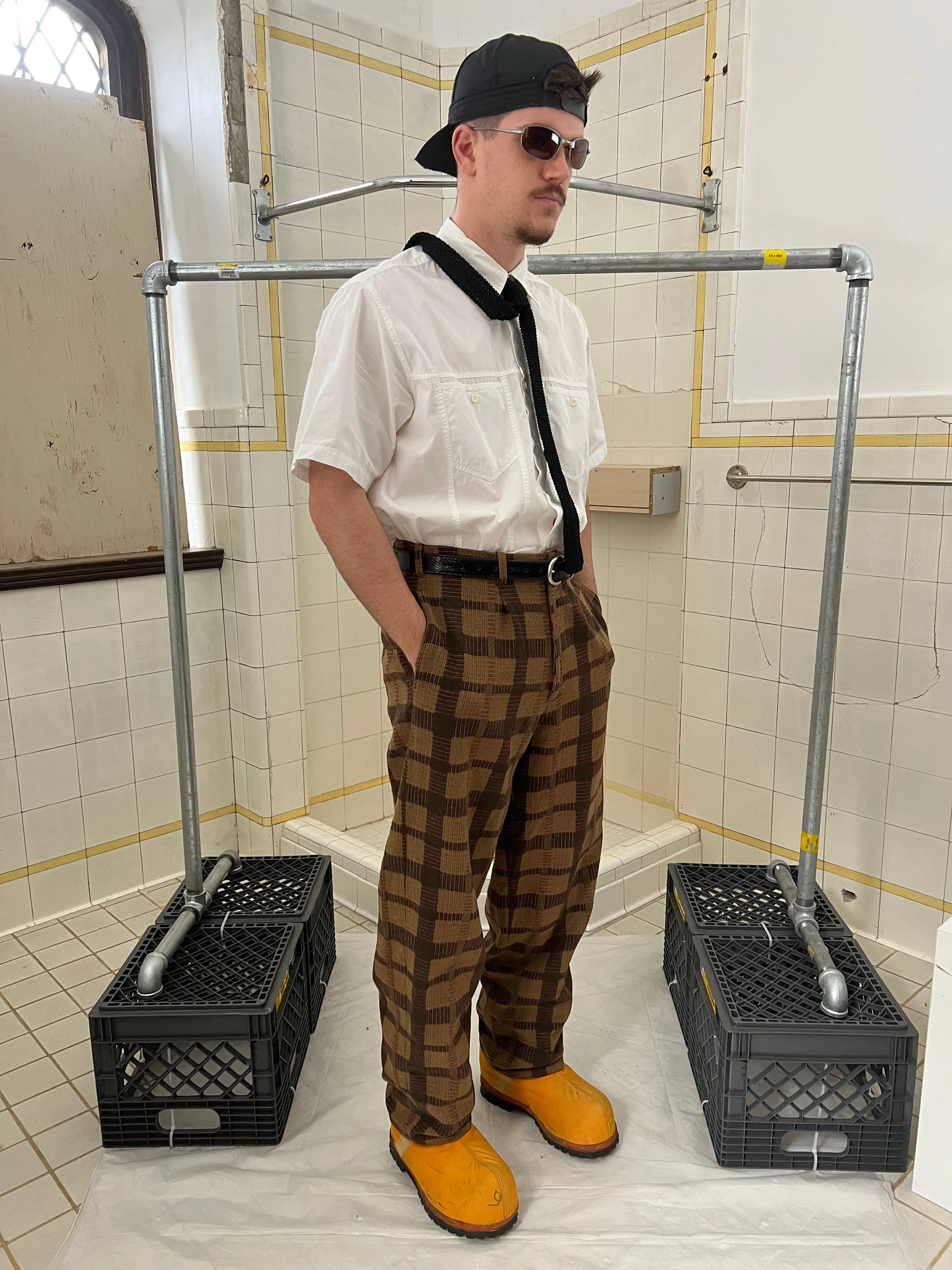 1980s Armani Earth Toned Plaid Trousers - Size M