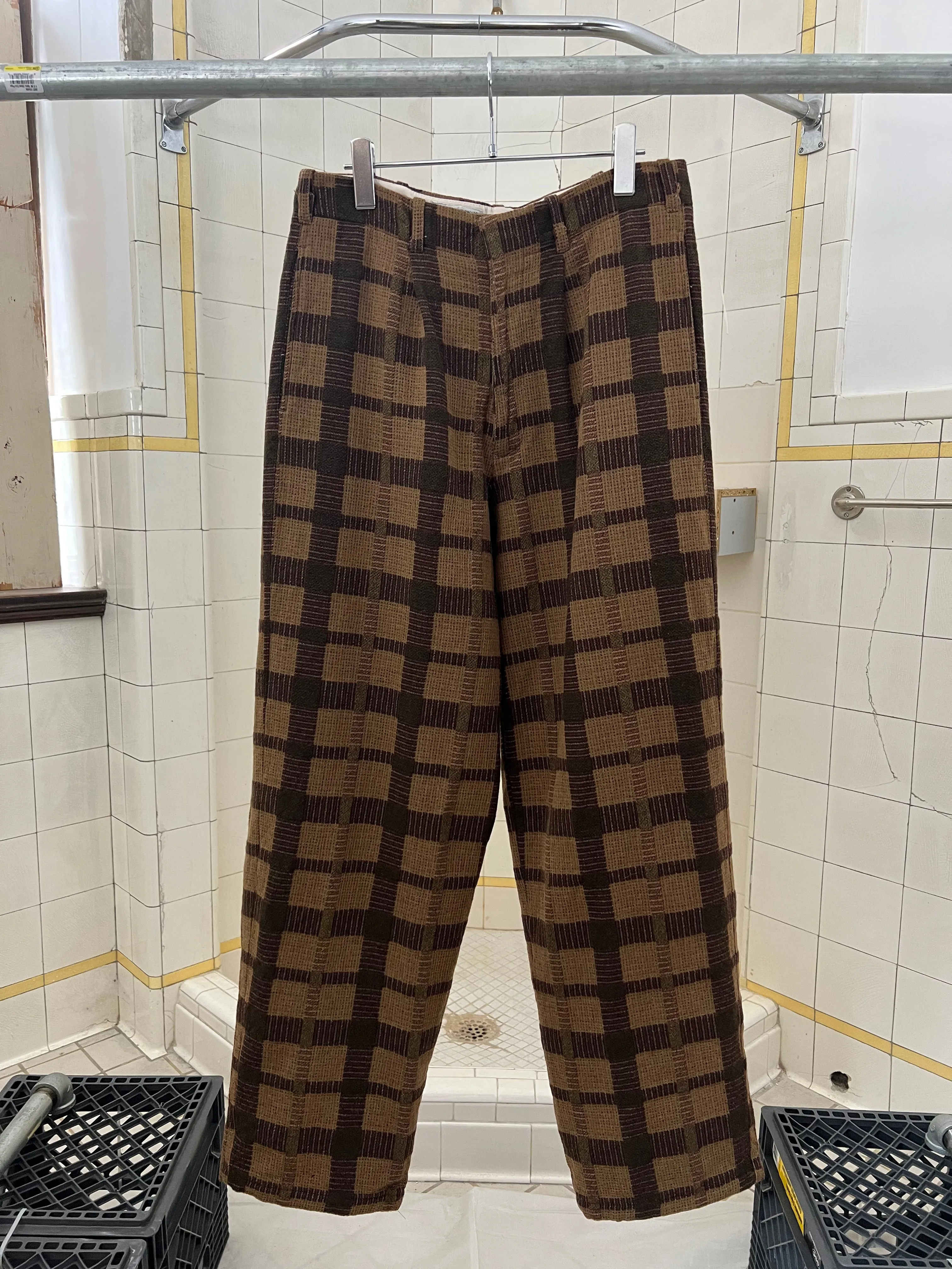 1980s Armani Earth Toned Plaid Trousers - Size M
