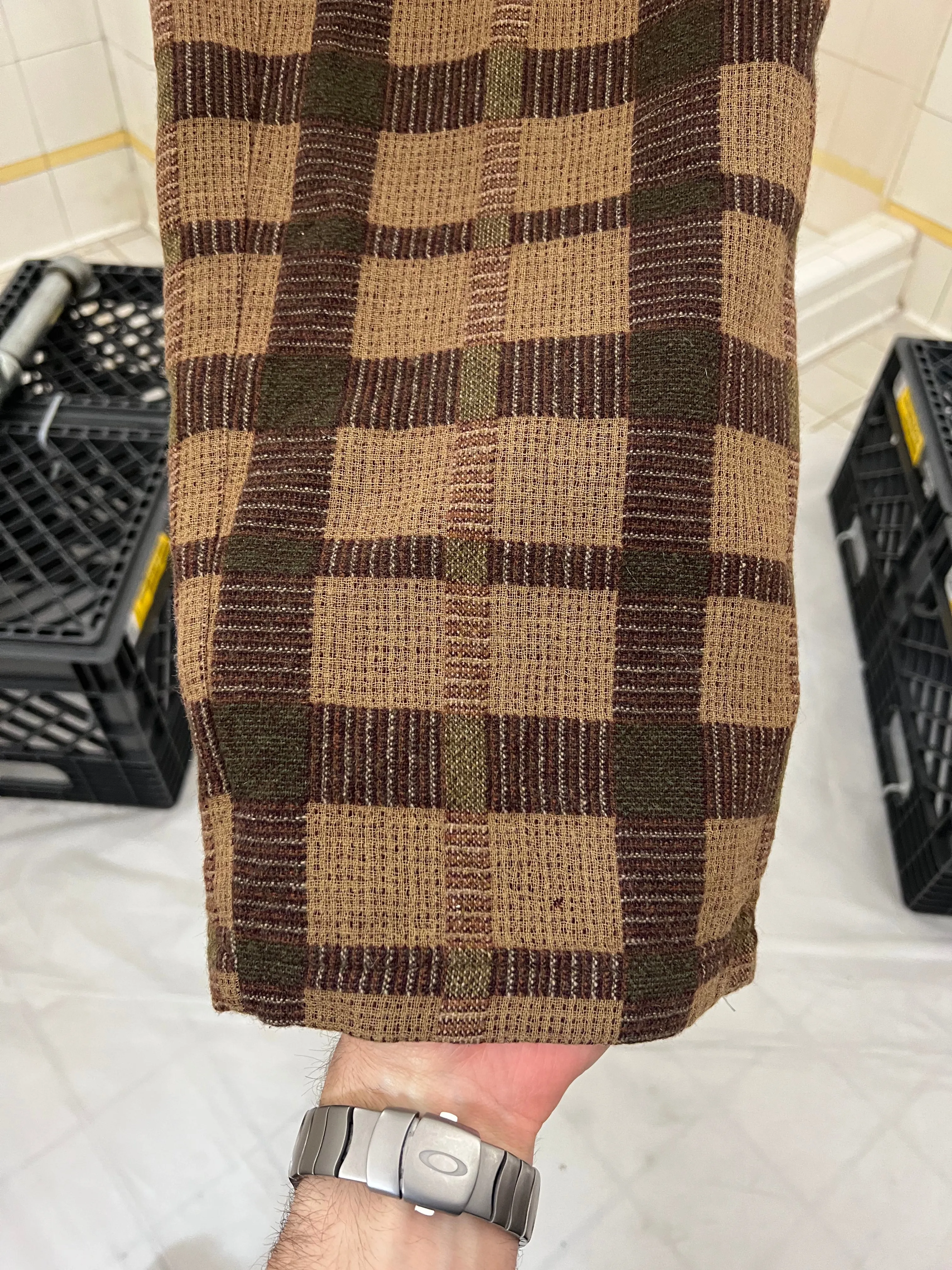 1980s Armani Earth Toned Plaid Trousers - Size M