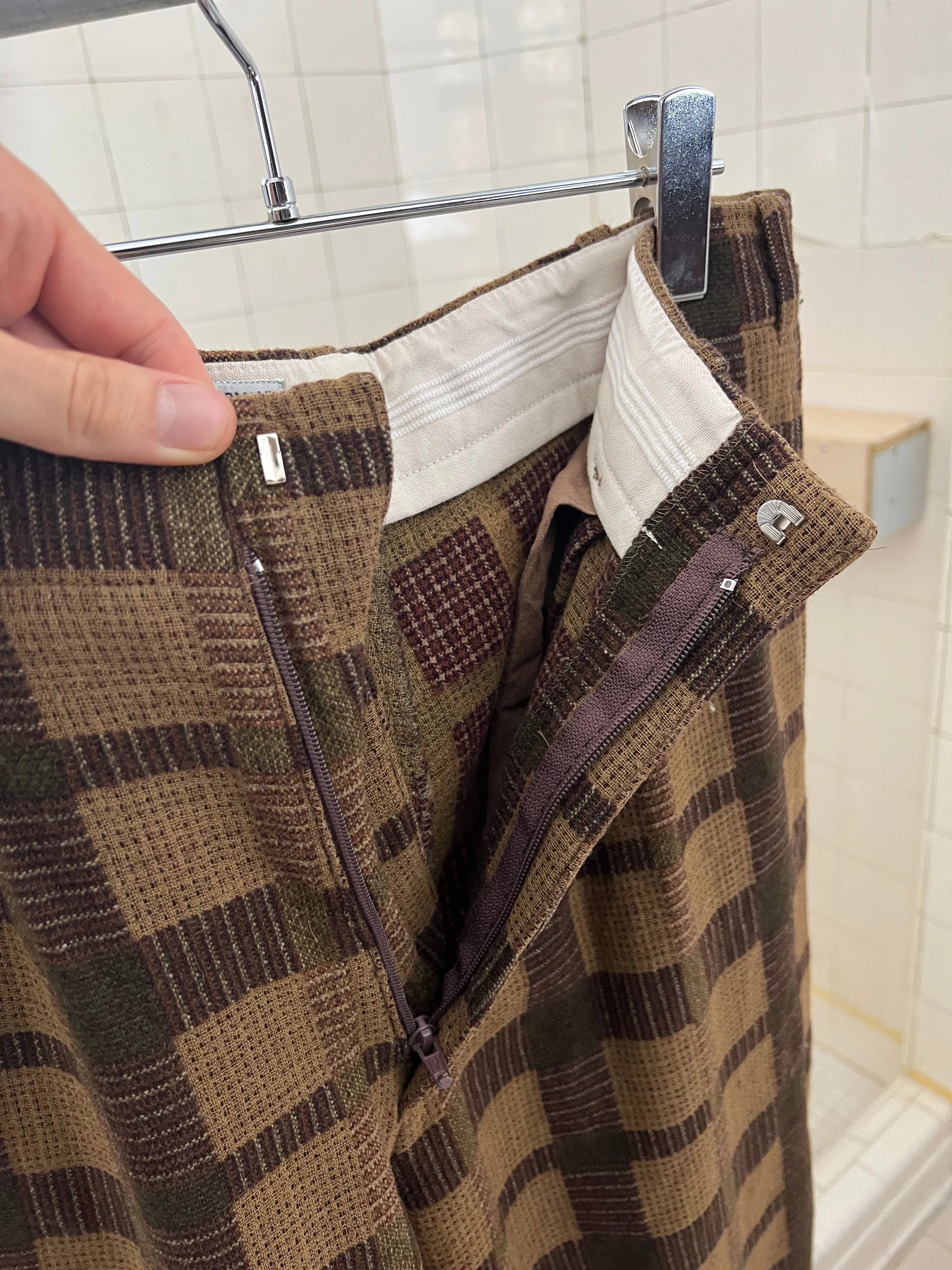 1980s Armani Earth Toned Plaid Trousers - Size M