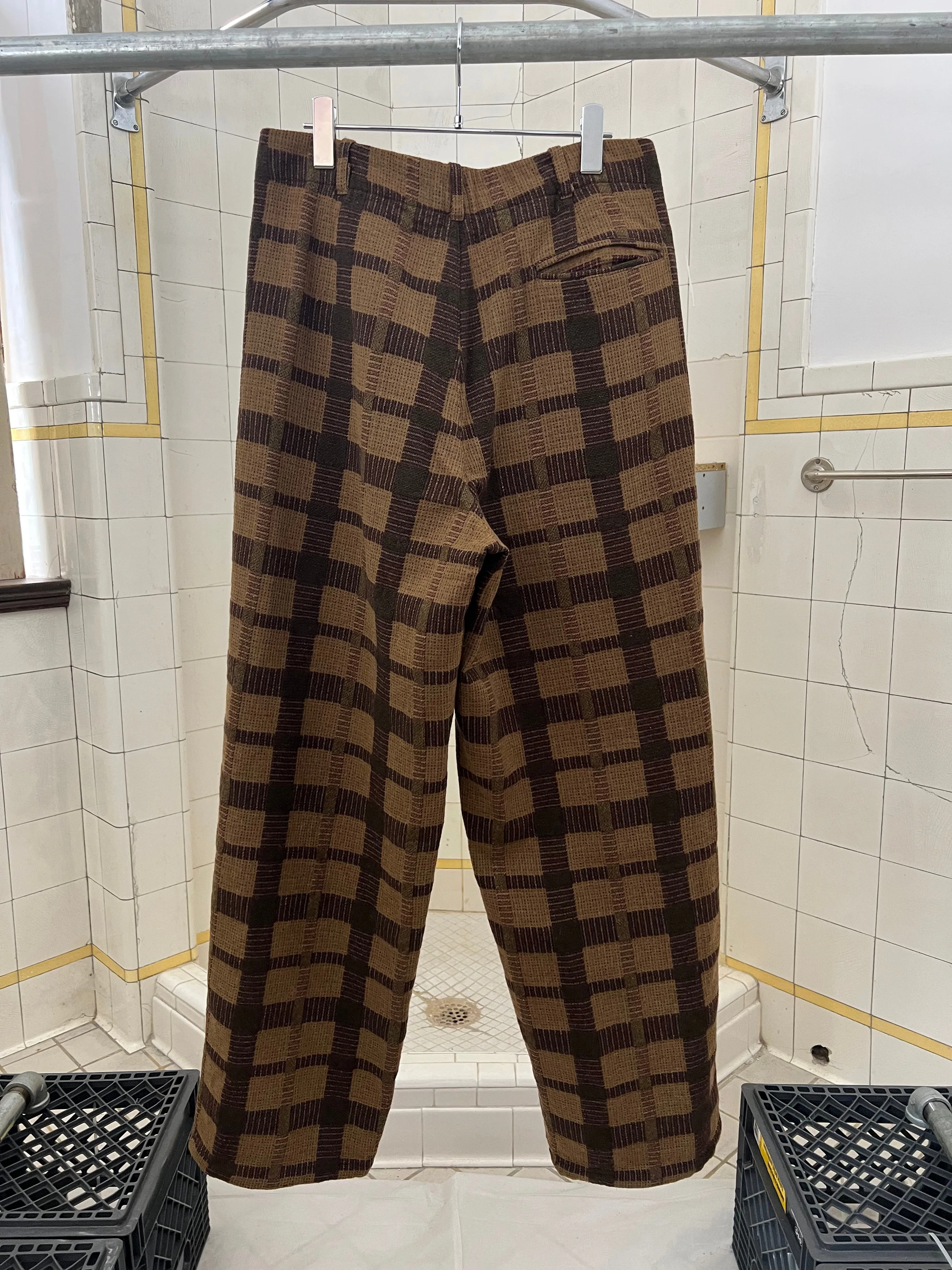 1980s Armani Earth Toned Plaid Trousers - Size M