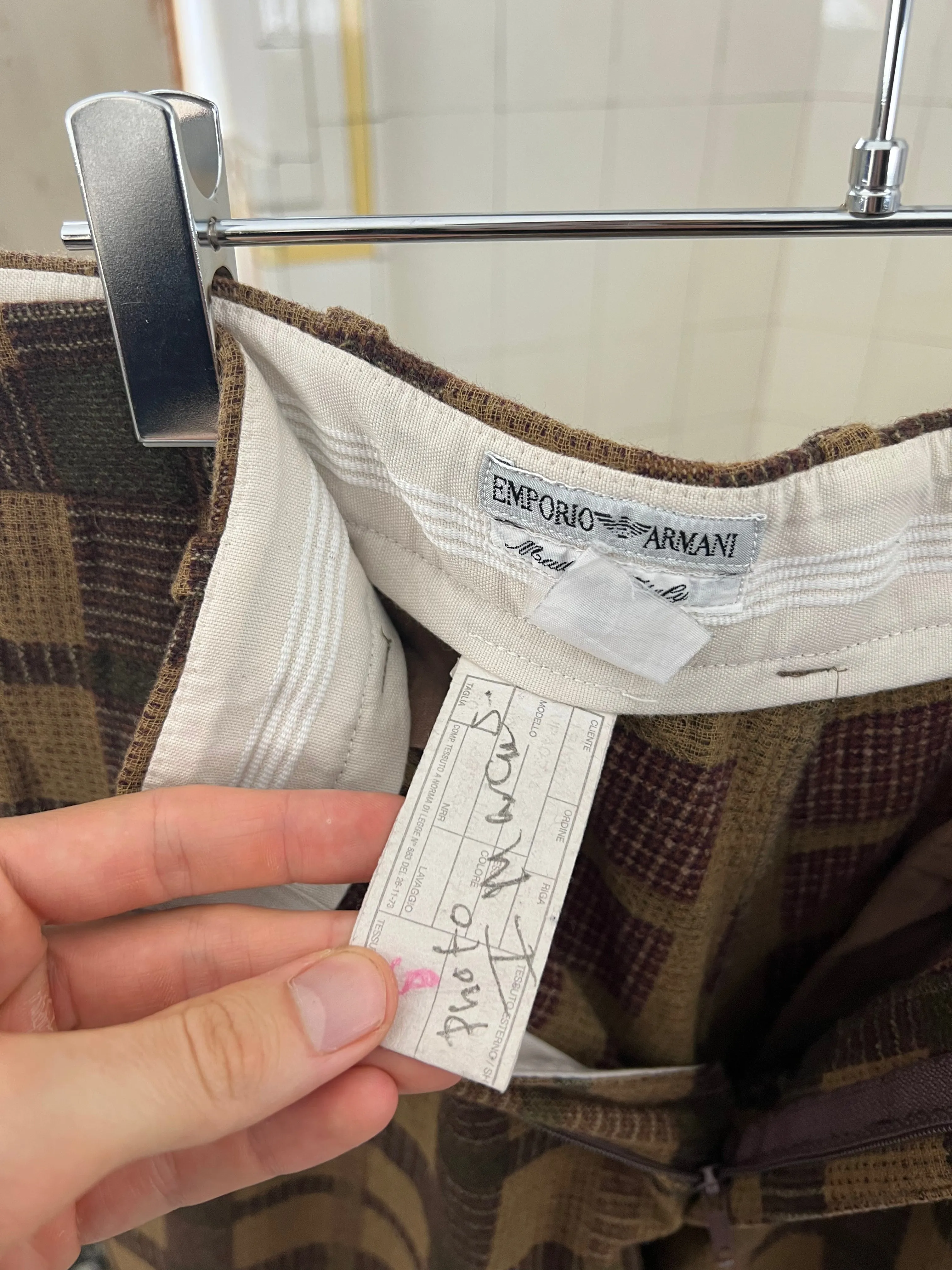 1980s Armani Earth Toned Plaid Trousers - Size M