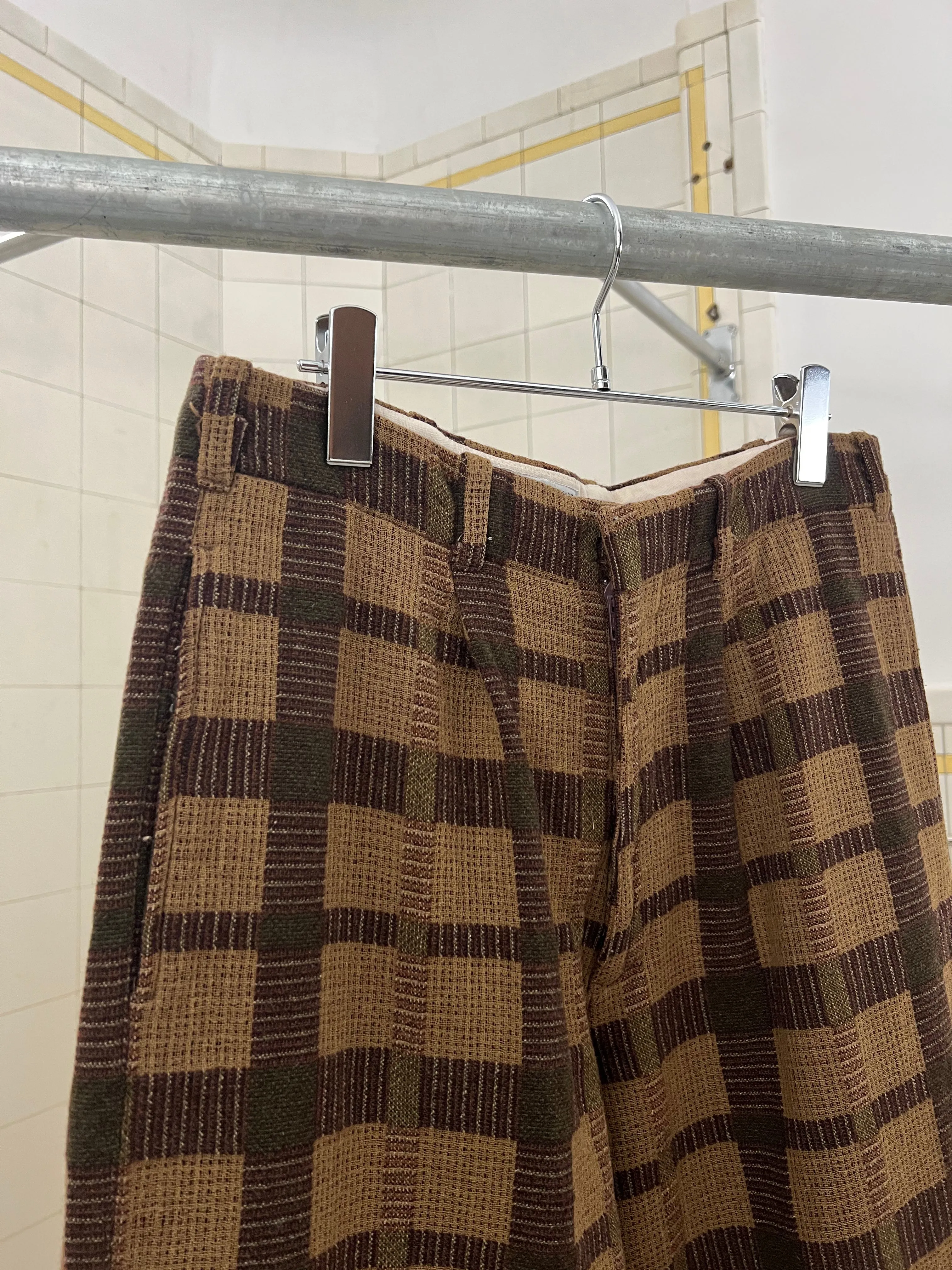 1980s Armani Earth Toned Plaid Trousers - Size M