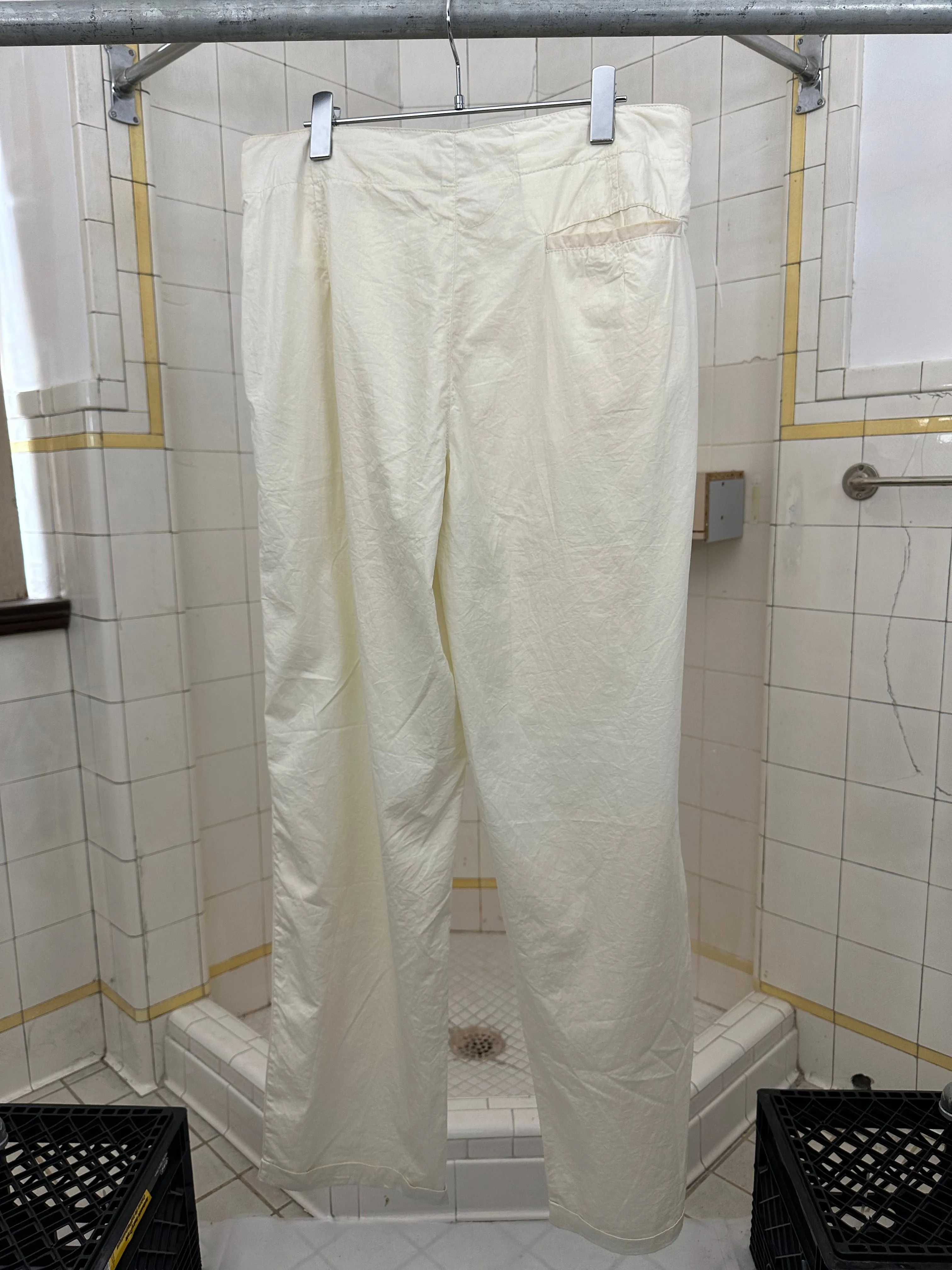 1980s Ball Light Cotton Pleated Trousers with Waist Cinch Detail - Size M