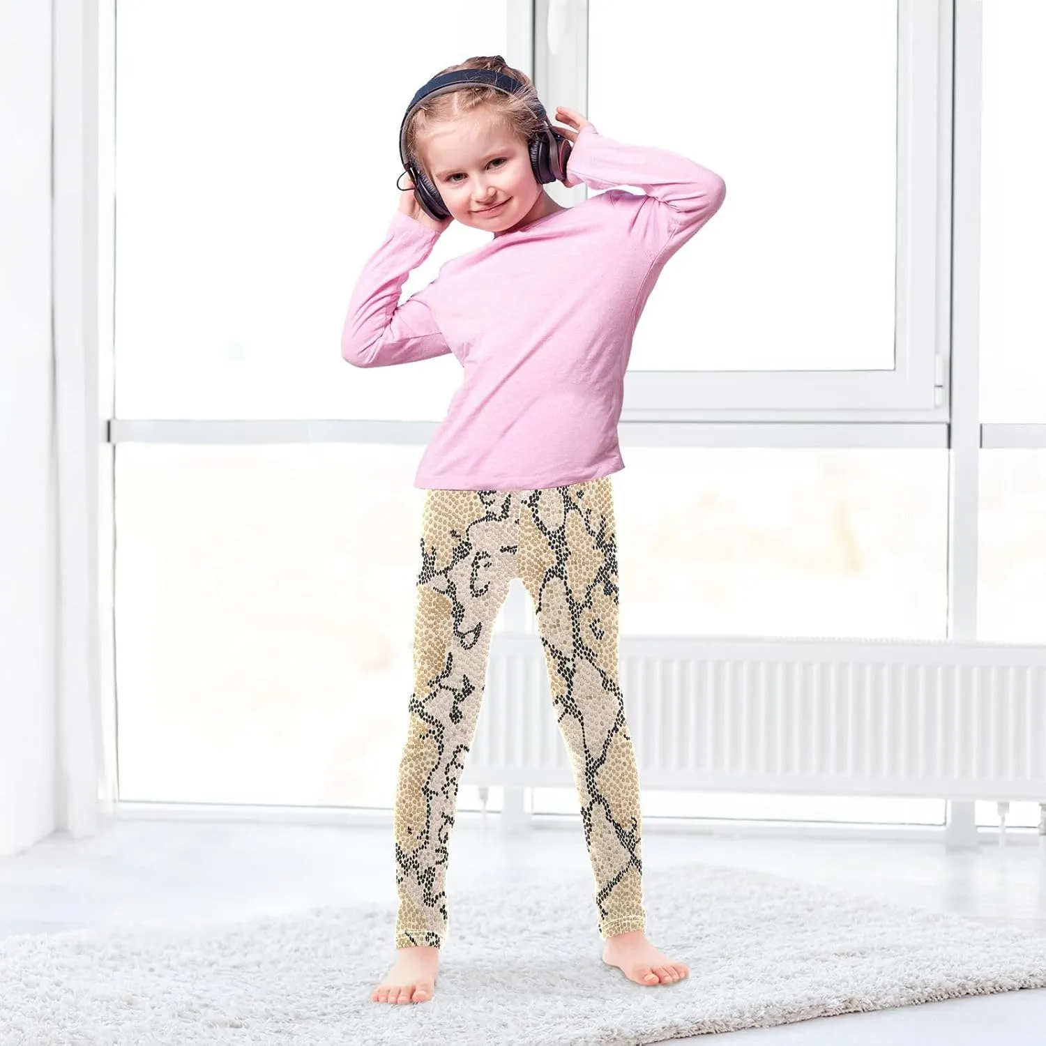 Aslsiy Snake Skin Pattern Girls Leggings Toddler Stretch Tights Pants