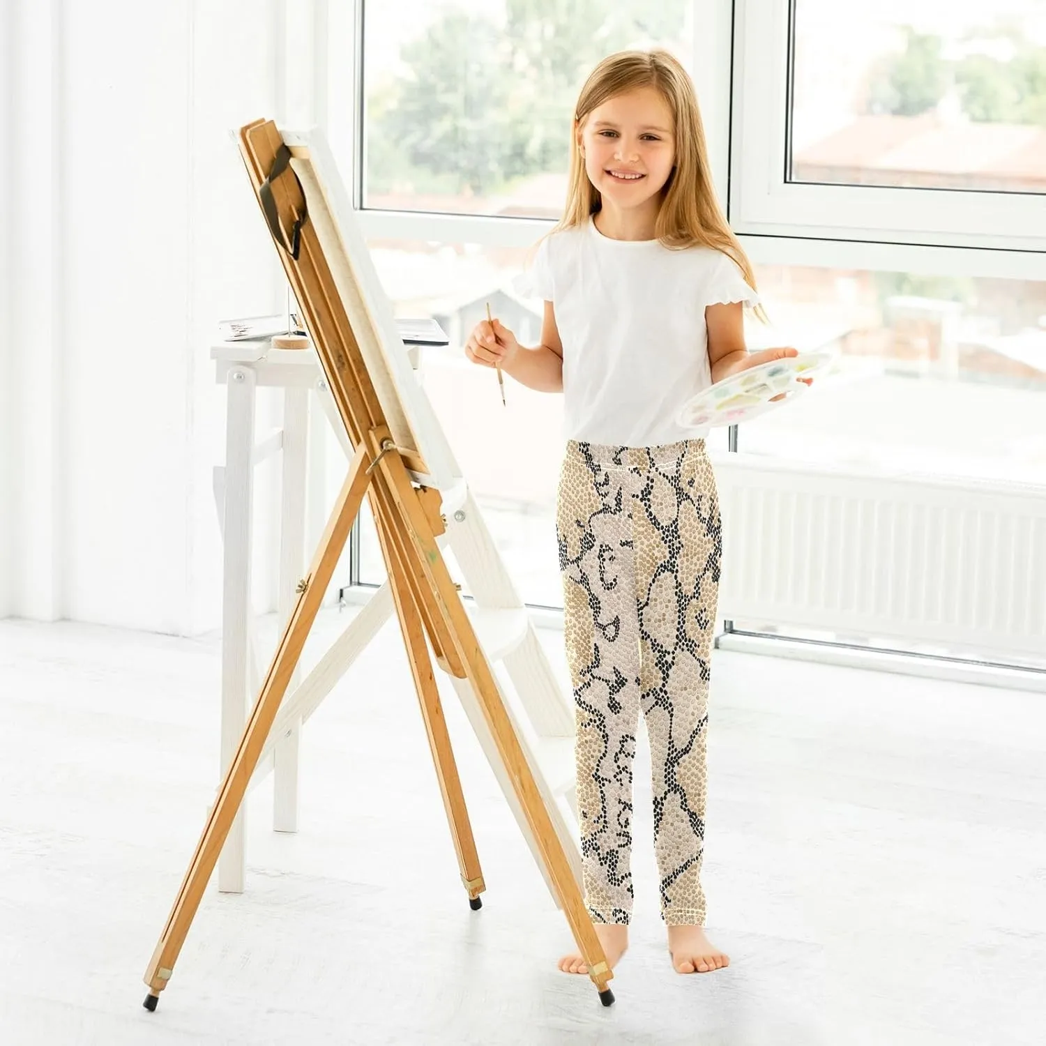 Aslsiy Snake Skin Pattern Girls Leggings Toddler Stretch Tights Pants