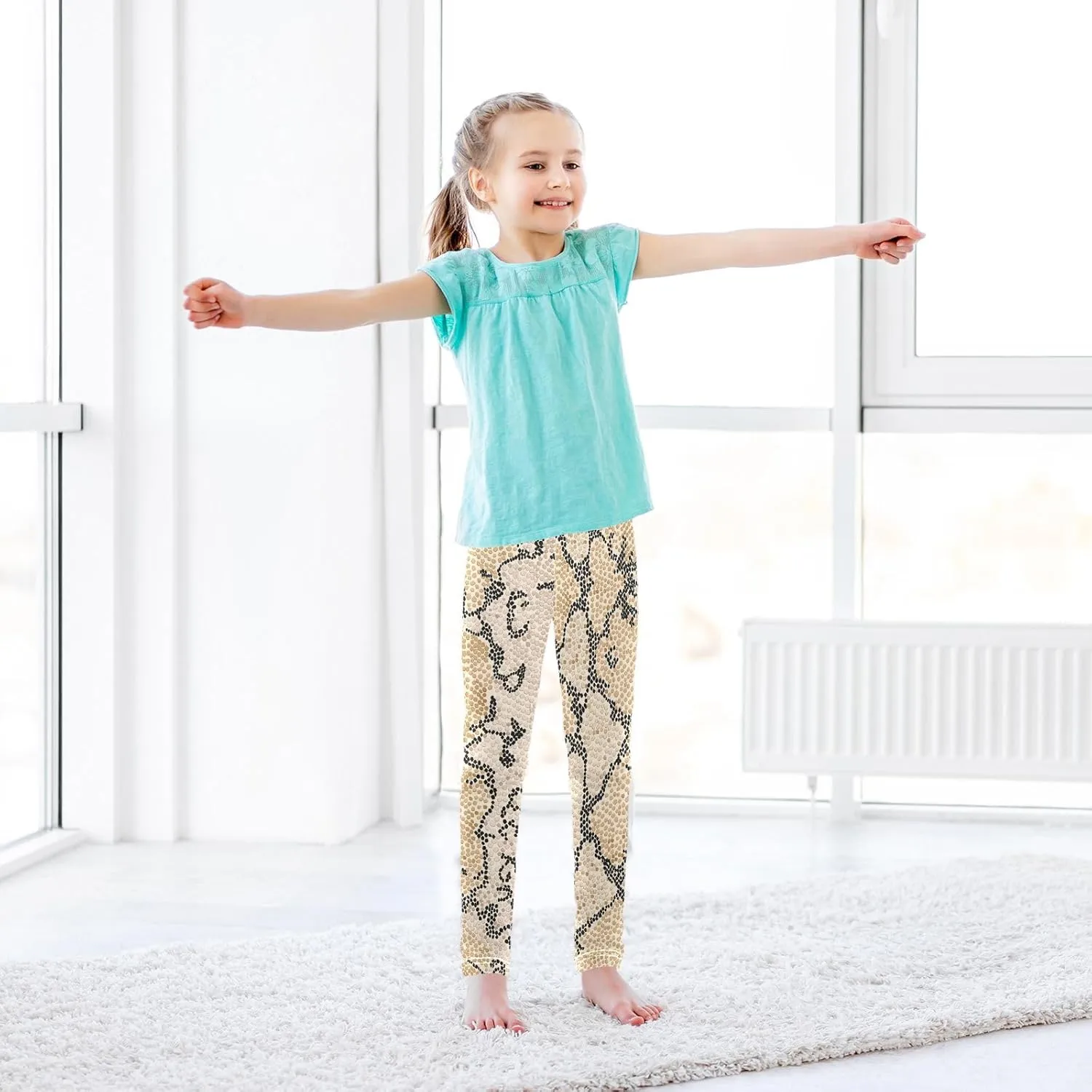 Aslsiy Snake Skin Pattern Girls Leggings Toddler Stretch Tights Pants