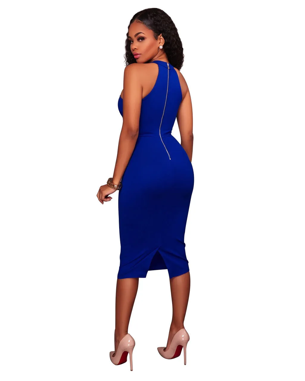 Bandage Hollow Out Halter Mini Bodycon Party Dress