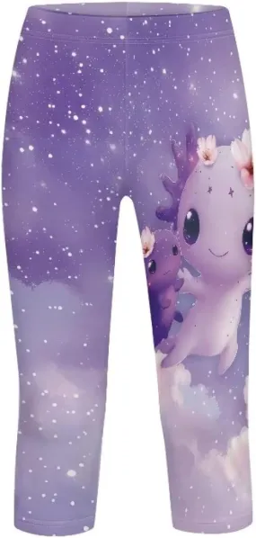 Children's Three-Quarter Yoga Leggings,Kids Teen Workout Cropped Leggings High Waisted Stretch Active Tights