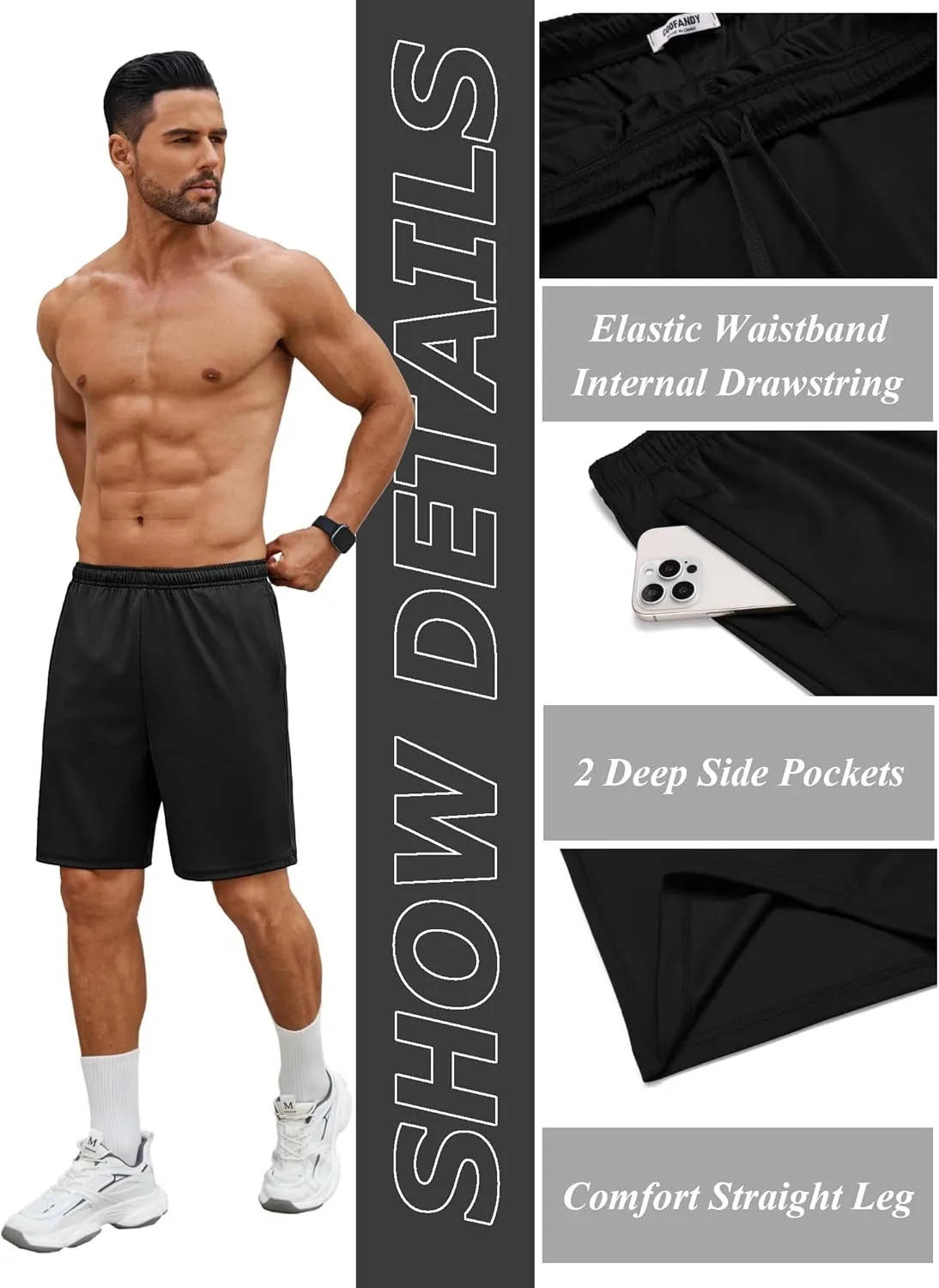 COOFANDY Men's Gym Workout Shorts 7 Inch Stretch Athletic Shorts Lightweight Running Training Short Pants with Pockets