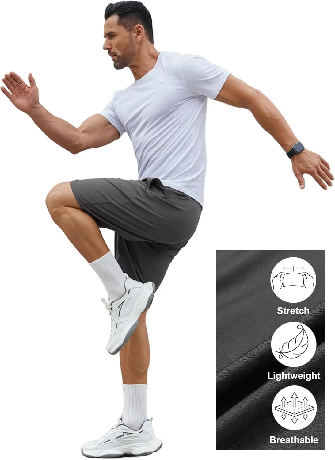 COOFANDY Men's Gym Workout Shorts 7 Inch Stretch Athletic Shorts Lightweight Running Training Short Pants with Pockets