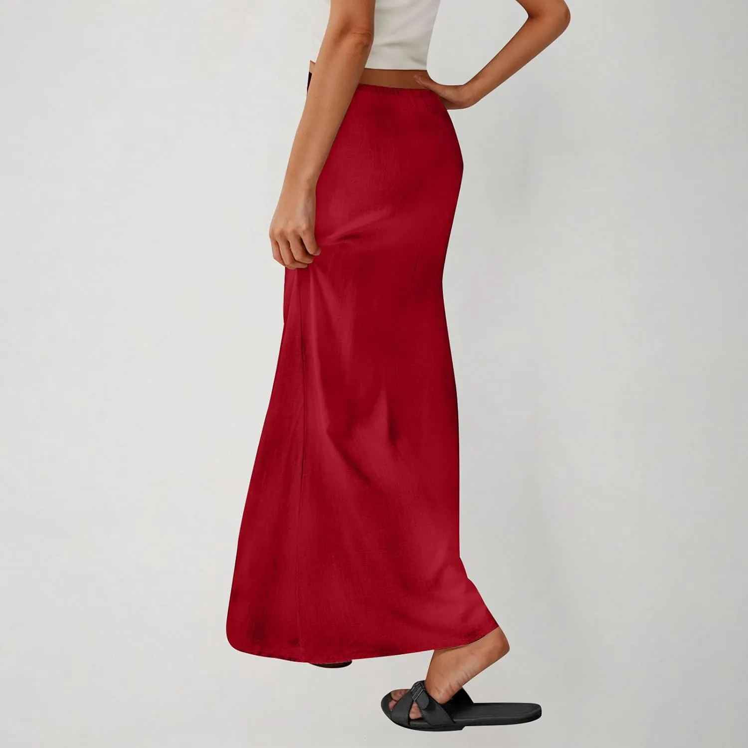 DDAPJ pyju Womens Linen Maxi Skirts Drawstring Waist A Line Skirts Beach Vacation Boho Long Skirt 2025 Summer Casual Outfits