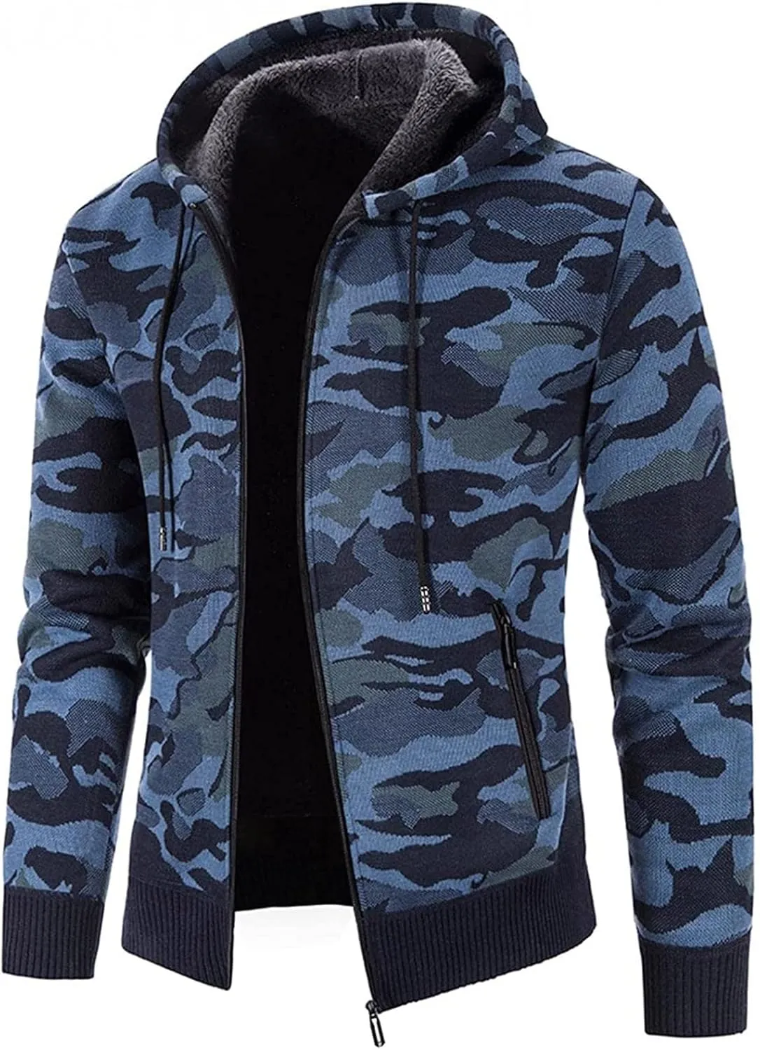 DuDubaby Men Sweatshirt Hoodie Fashion Long Sleeve Warm Solid Color Hooded Jackets Thermal Trendy Tops