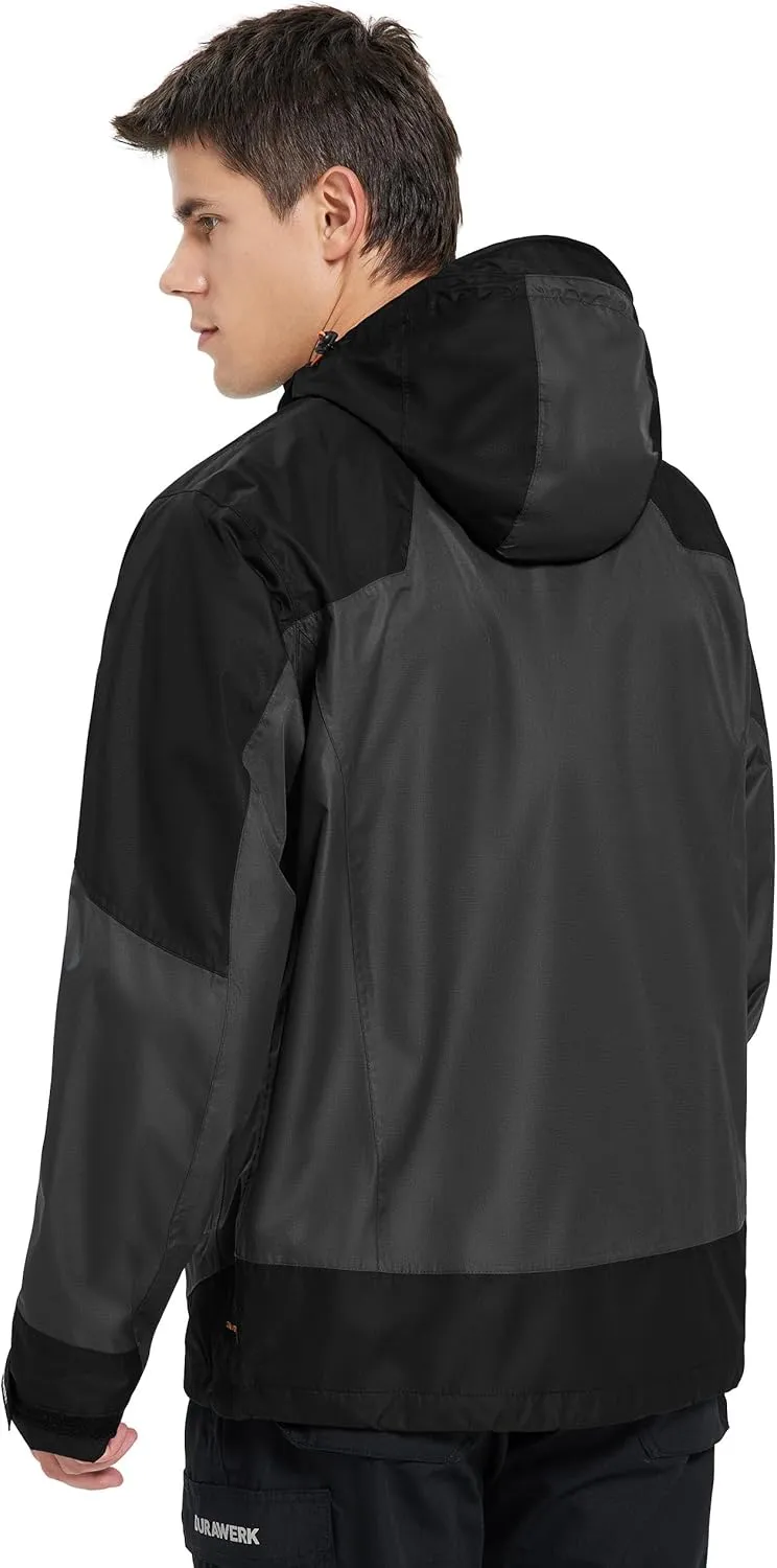 DURAWERK Water Resistant Jackets for Men Lightweight Windbreaker Jacket Hooded Mens Rain Jacket & Work Jackets for Men