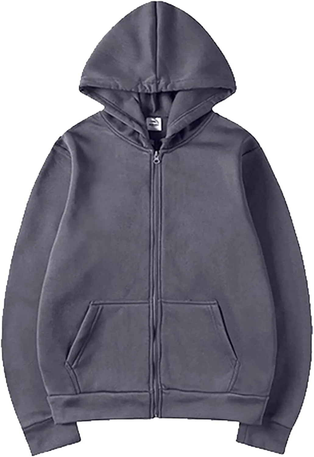 Fall Hooded Jacket for Men Casual Zipper Long Sleeve Sherpa Coat Outdoor Windproof Loose Thermal Outwear with Pocket