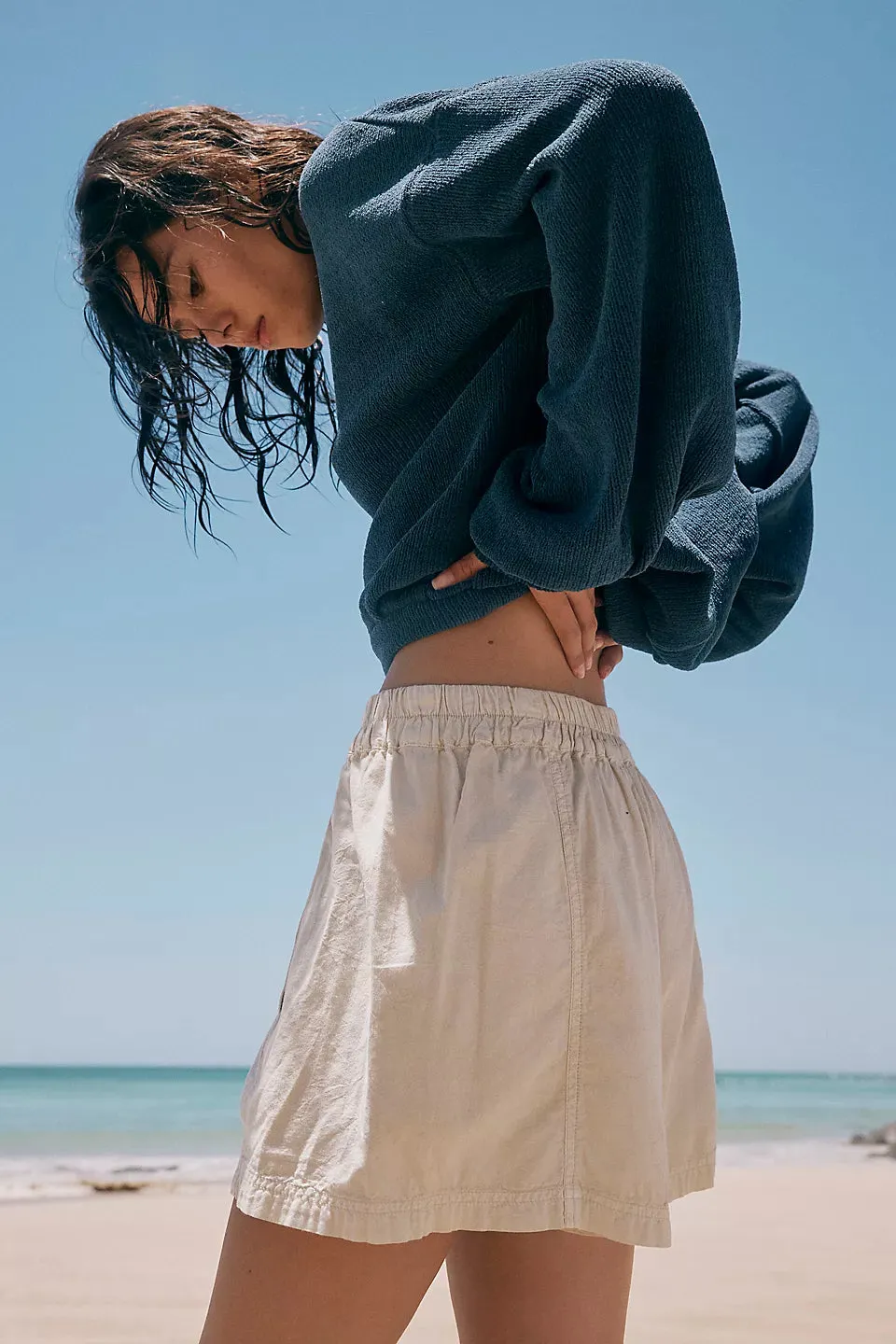Free People Get Free Poplin Pull-On Shorts - NILLA CREAM
