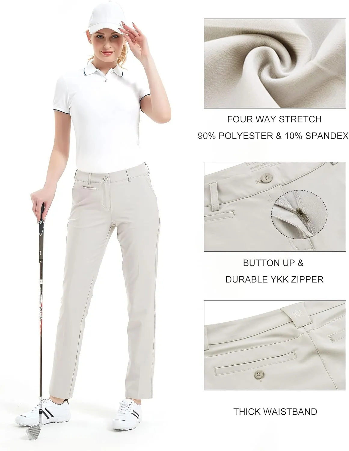 Lesmart Womens Pants Golf Stretch Lightweight Breathable Quick Dry Work Ladies Golf Pants with Pockets