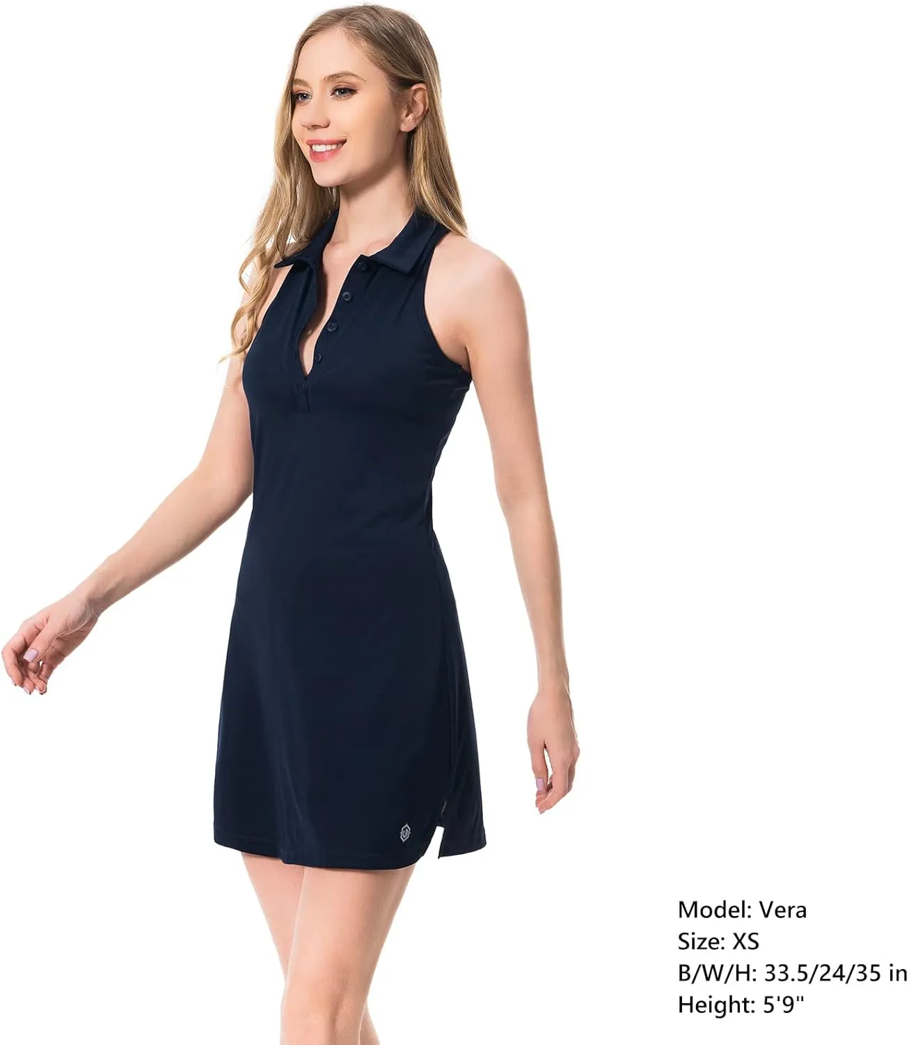 Lightbare Women’s Polo Tennis Dress Golf Collar Dresses with Built-in Bra & Detachable Shorts UPF 50  Quick Dry for Exercise