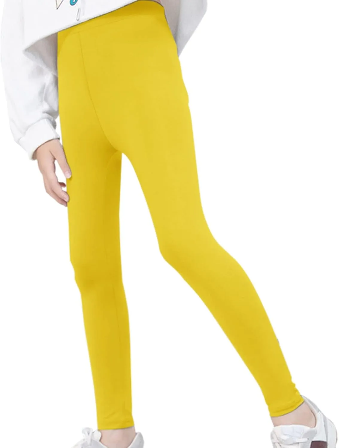 Little Girls Leggings for Kids High Waist Stretch Athletic Dance Yoga Pants Toddler Solid Comfy Leggings Bottoms