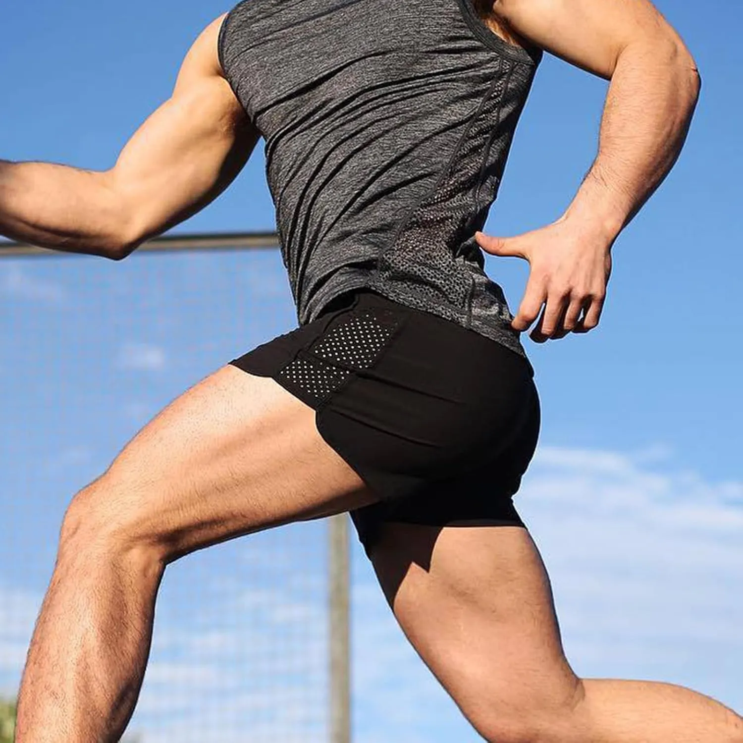 Men's Athletic Shorts, Mens Mesh Running Shorts Breathable Quick Dry Gym Athletic Workout Shorts for Men with Pockets