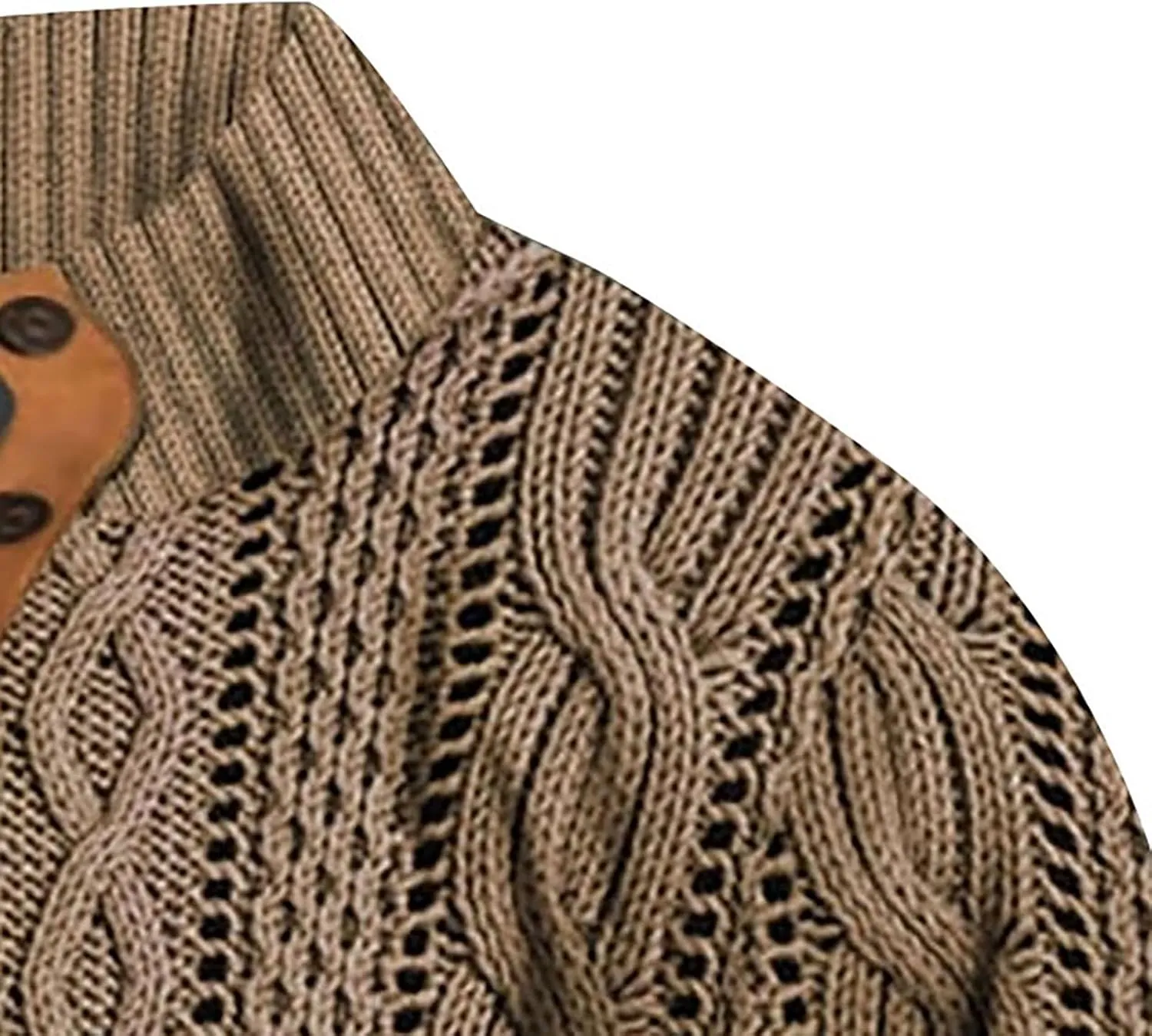 Mens Casual Twist Pattern Pullover Sweatshirts Long Sleeve Cable Knit Sweater Stand Collar Button Up Thermal Pullover