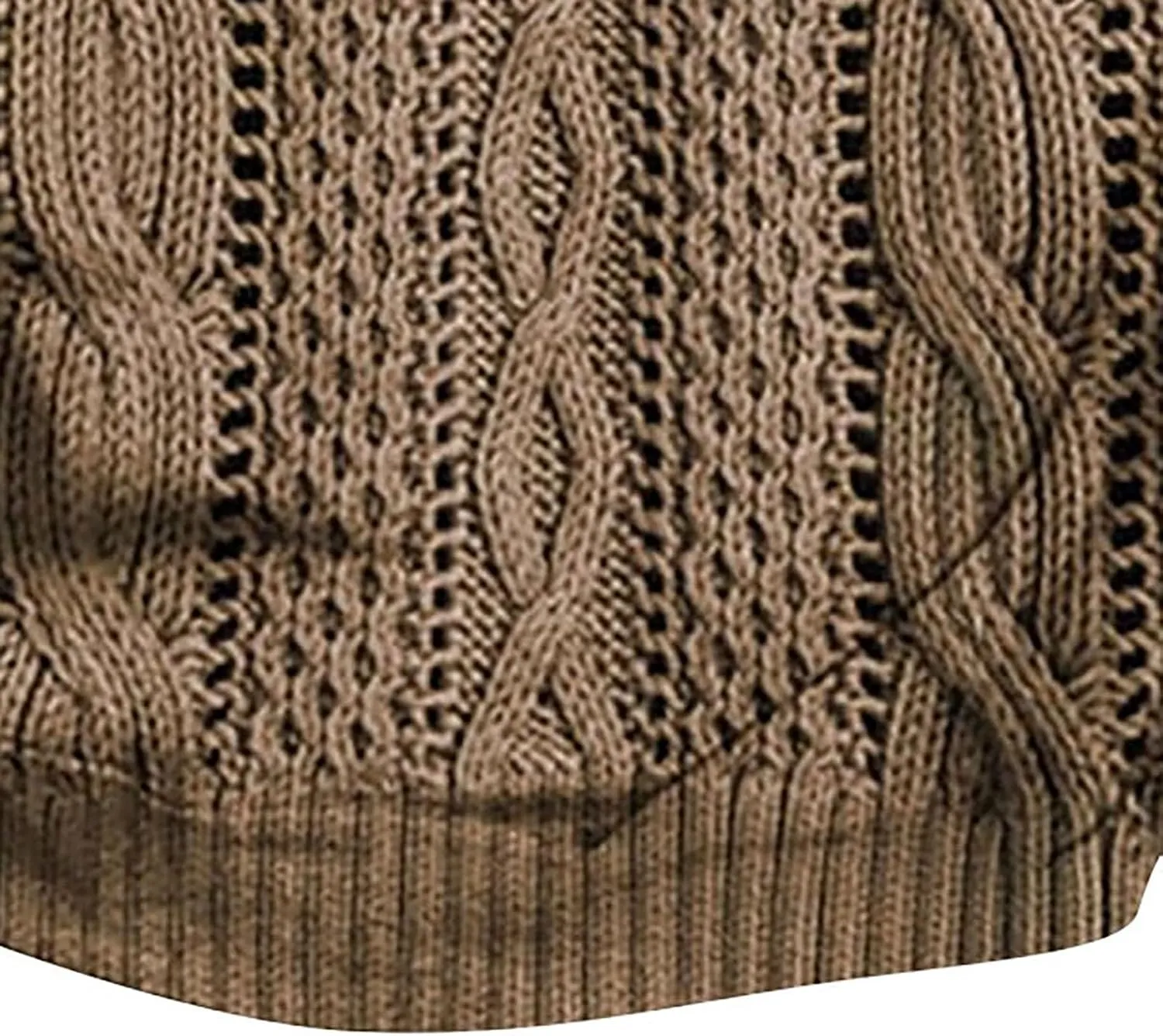 Mens Casual Twist Pattern Pullover Sweatshirts Long Sleeve Cable Knit Sweater Stand Collar Button Up Thermal Pullover
