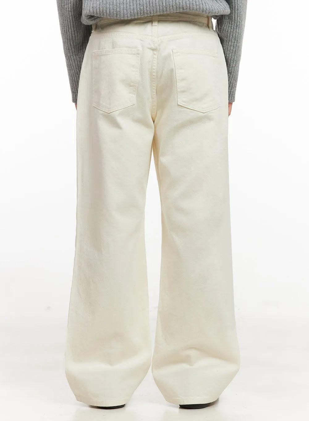 Men's Cotton Wide-Fit Trousers (Light beige) IJ517