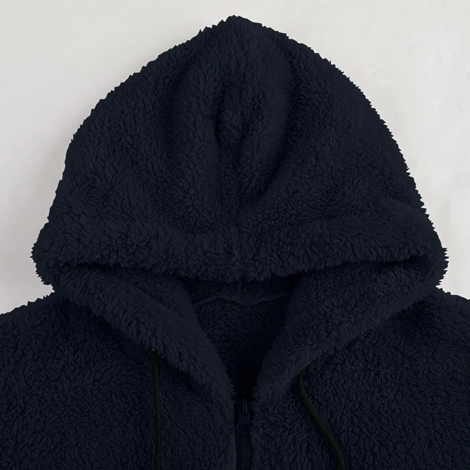 Mens Fuzzy Sherpa Jacket Hoodie Fluffy Fleece Open Front Cardigan Full Zip Up Soft Coat Fall Outwear with Pockets