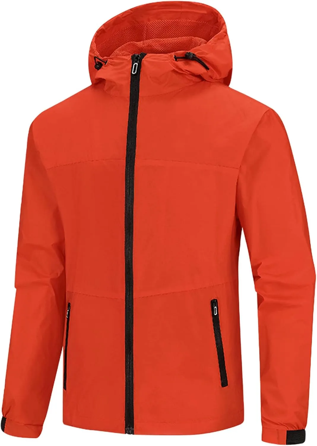 Men's Jacket Hooded Lightweight Full-Zip Jacket, Wind Resistant, Water Resistant Rain Jacket for Hiking Cycling