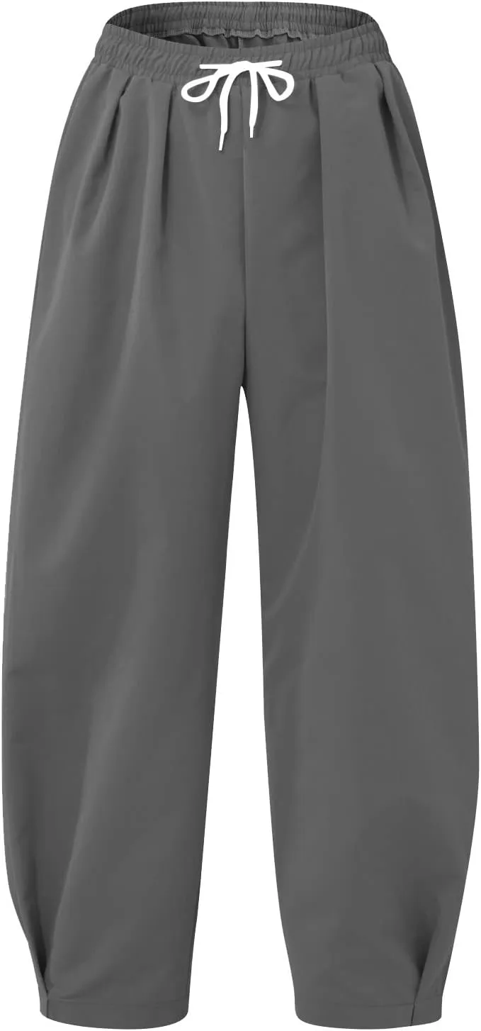 Mens Linen Pants Lightweight Loose and Light Running Workout Gym Track Pants Multi-Pocket Summer Beach Yoga Trousers