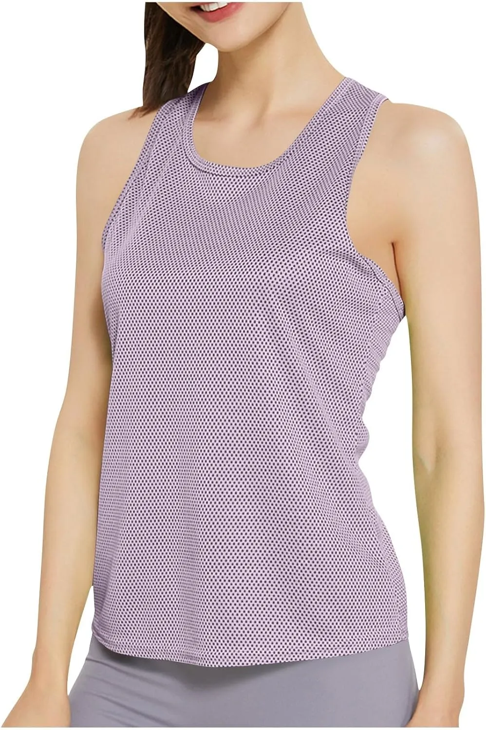 Oplxuo Workout Tank Tops for Women Athletic Racerback Sports Tank Tops, Round Neck Sleeveless Slit Back Breathable Shirts