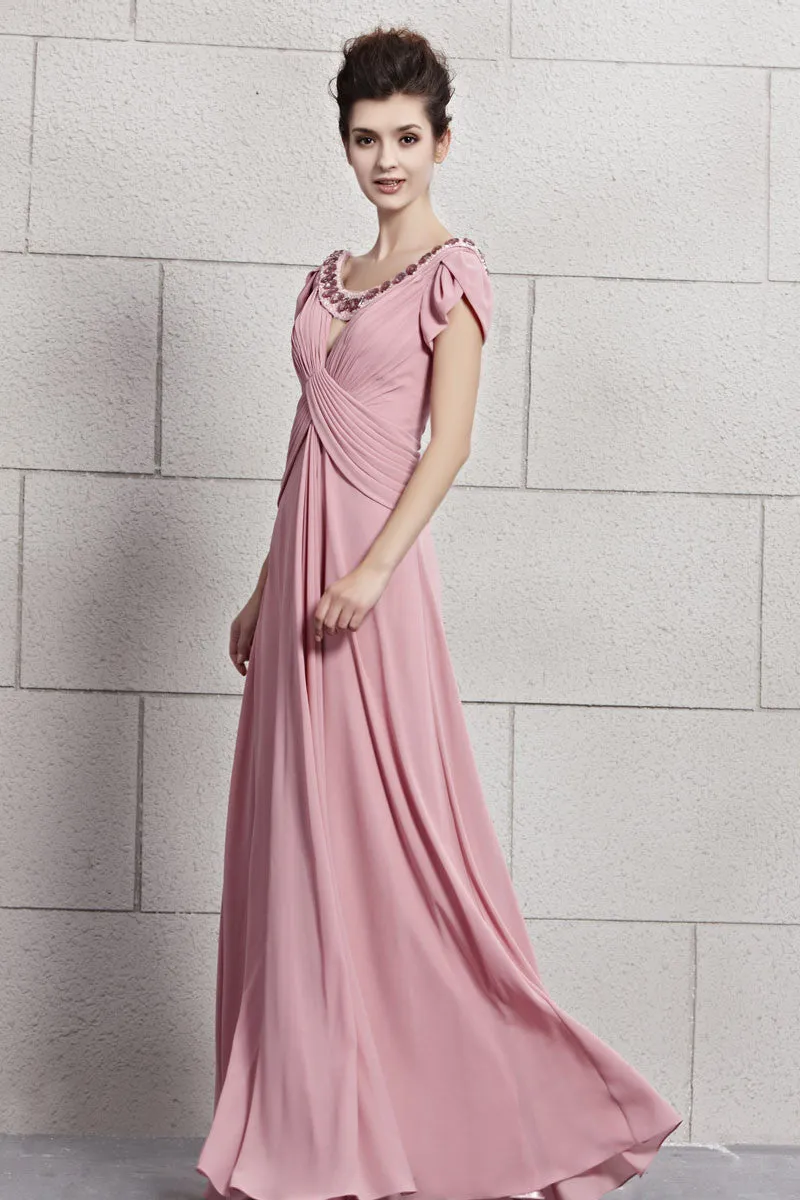 Pink Scoop Neck Low Back Prom Graduation Evening Cocktail Dress CX830093