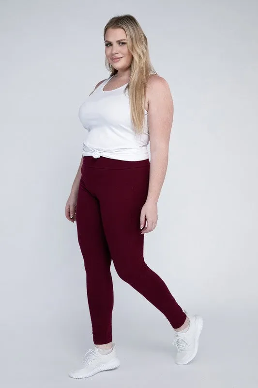 Plus Cotton Leggings with Pockets
