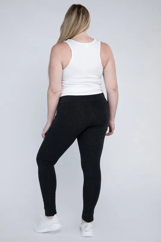 Plus Cotton Leggings with Pockets