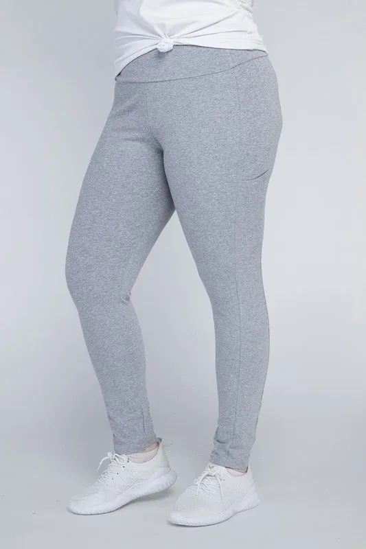 Plus Cotton Leggings with Pockets