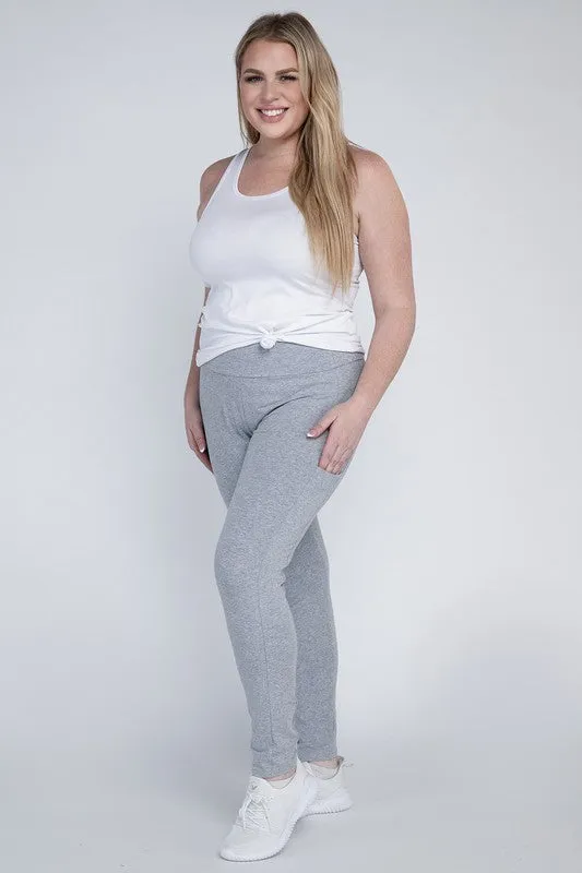 Plus Cotton Leggings with Pockets