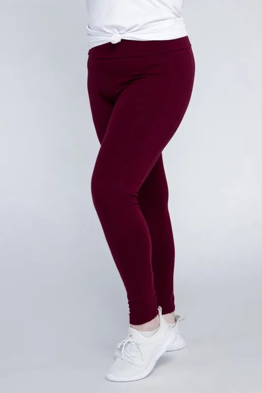 Plus Cotton Leggings with Pockets