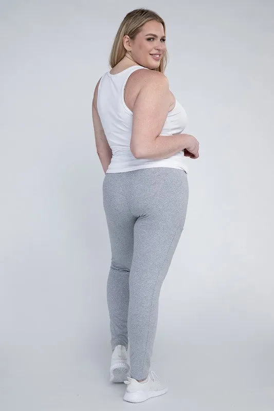Plus Cotton Leggings with Pockets