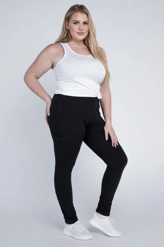 Plus Cotton Leggings with Pockets