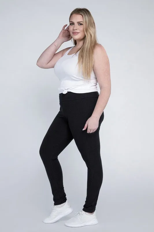 Plus Cotton Leggings with Pockets
