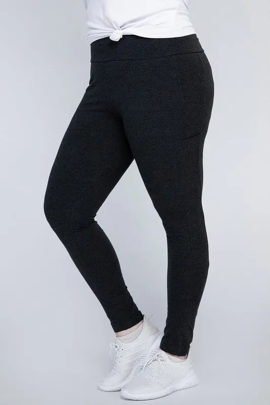 Plus Cotton Leggings with Pockets