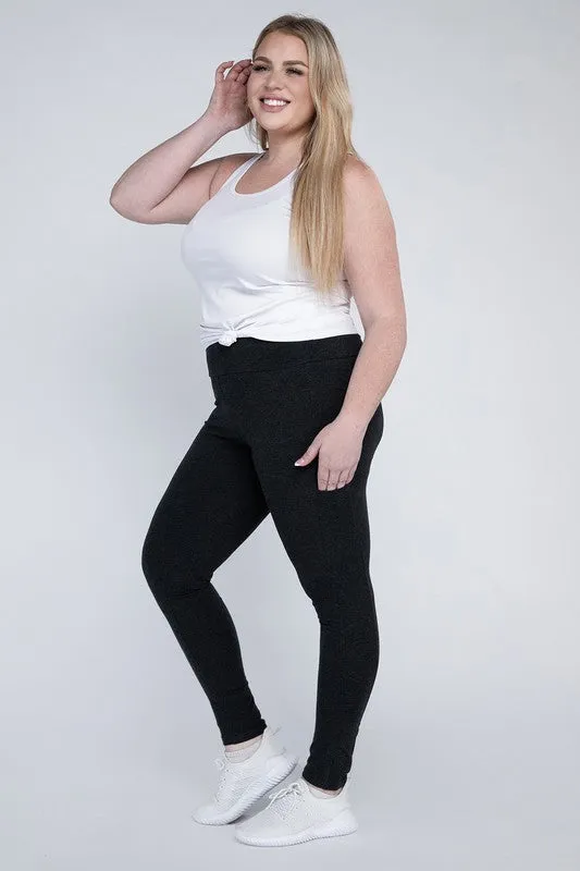 Plus Cotton Leggings with Pockets