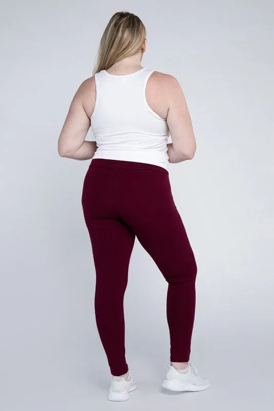 Plus Cotton Leggings with Pockets