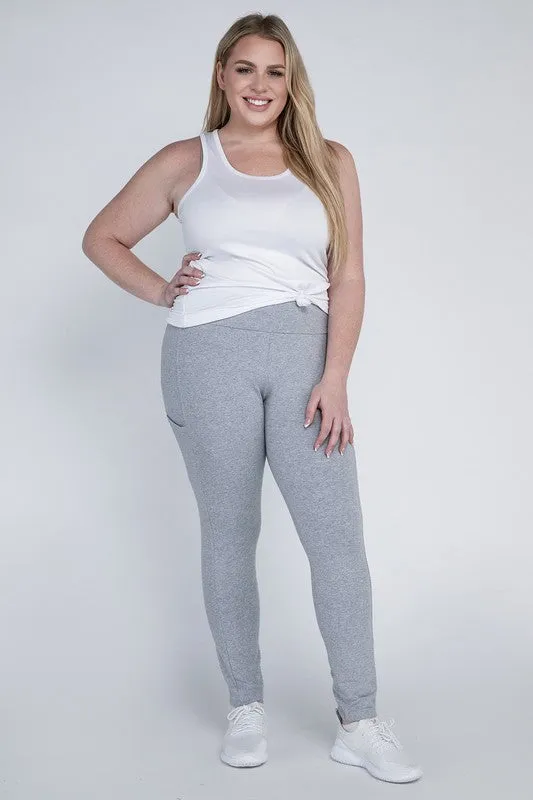 Plus Cotton Leggings with Pockets