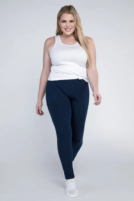 Plus Cotton Leggings with Pockets