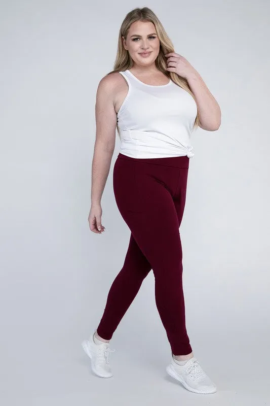 Plus Cotton Leggings with Pockets