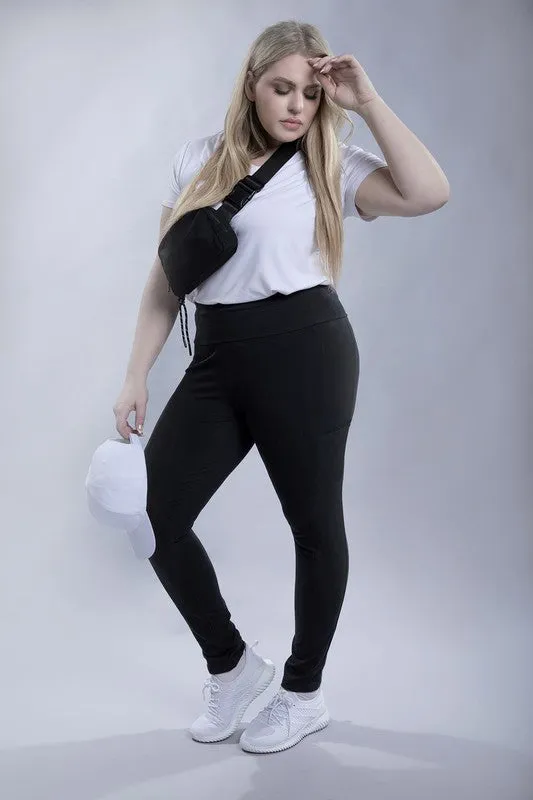 Plus Cotton Leggings with Pockets